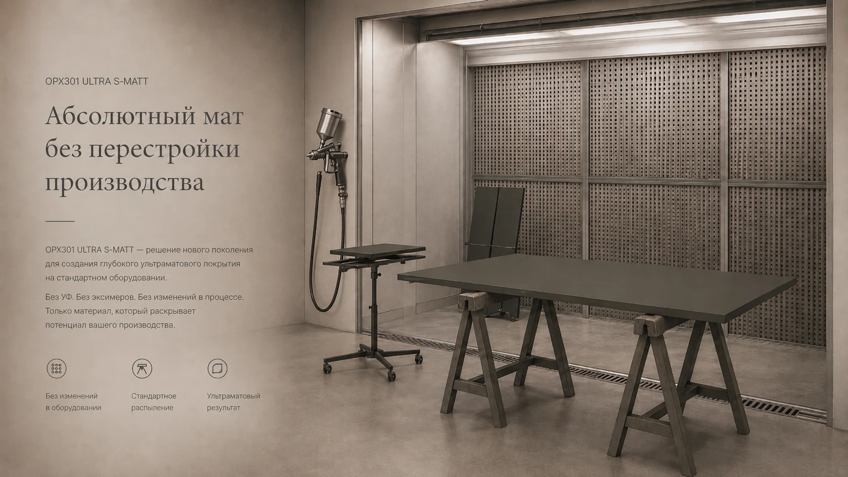 Standard spray booth and horizontal OPX301 application
